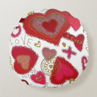 Coussins Ronds Graffiti Love Round Ados Coussin, rose