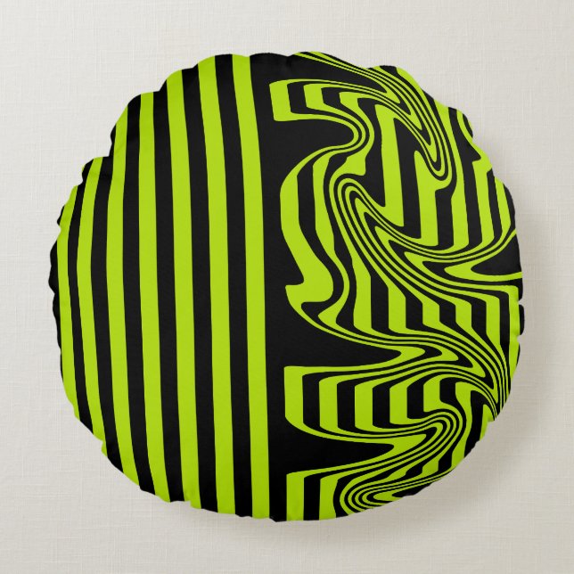 Coussins Ronds Graines et torrents - Lime vert et noir (Devant)