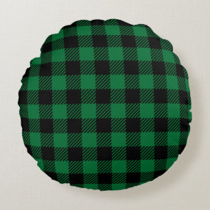 Coussins Ronds Grand Buffle noir vert Plaid Farmhouse Decor Po