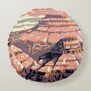 Coussins Ronds Grand Canyon Western Graphic Art American