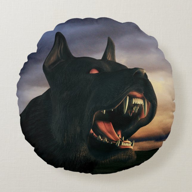 Coussins Ronds Grand chien noir (Devant)