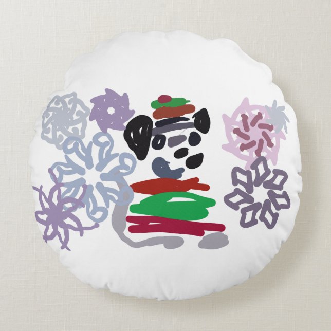 Coussins Ronds Grand Danois Hiver (Devant)