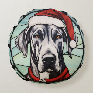 Coussins Ronds Grand Danois Vitrail de Noël