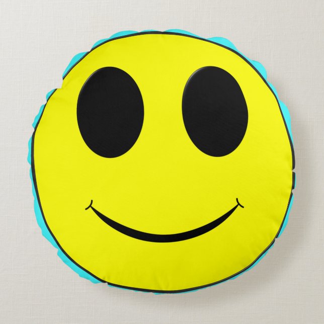 Coussins Ronds Grand Jaune heureux Allover (Devant)