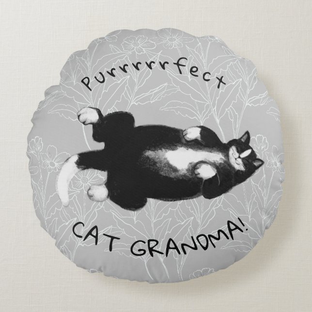 Coussins Ronds Grand-mère de chat (Devant)