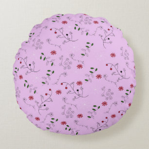 Coussins Ronds Grand-mère Motif du jardin de fleurs