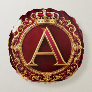 Coussins Ronds Grand monogramme A sur velours rouge