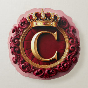 Coussins Ronds Grand monogramme C sur velours rouge