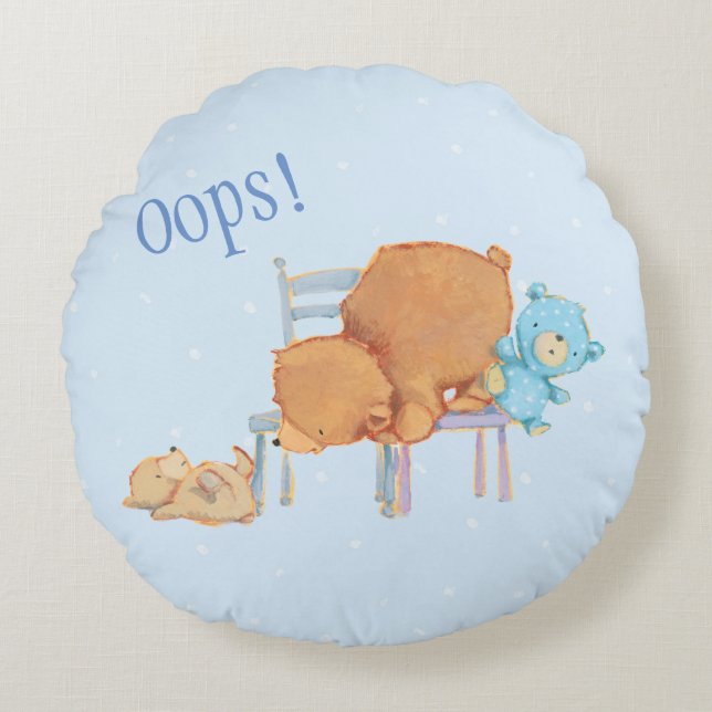 Coussins Ronds Grand ours Brown, calicot, et chaises souples de (Devant)