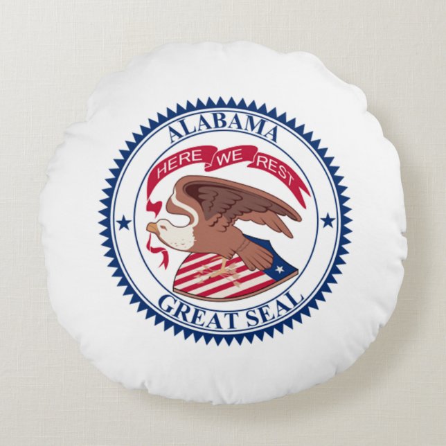 Coussins Ronds Grand sceau de l'Alabama 1868 (Devant)