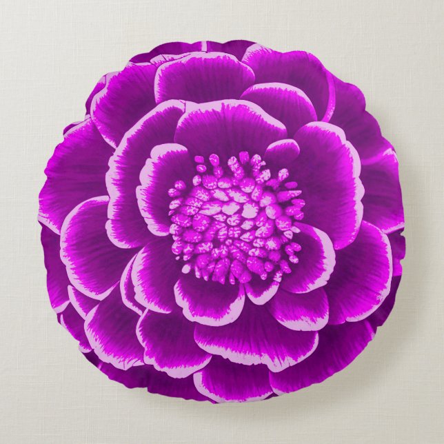 Coussins Ronds Grande fleur de dahlia pourpre   (Devant)