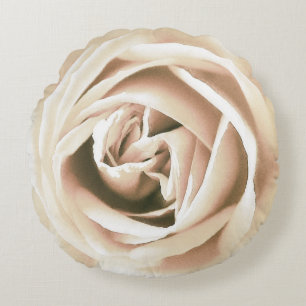 Coussins Ronds Grande impression rose blanche