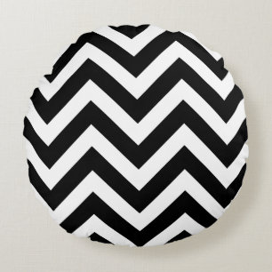 Coussins Ronds Grandes tailles Chevron noir et blanc