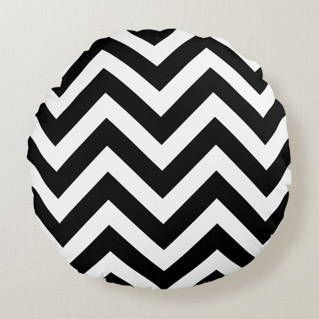 Coussins Ronds Grandes tailles Chevron noir et blanc (Devant)