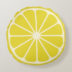 Coussins Ronds Grandes tranches de fruits de citron