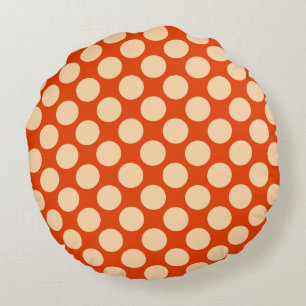 Coussins Ronds Grands points rétro - orange pâle et mandarine