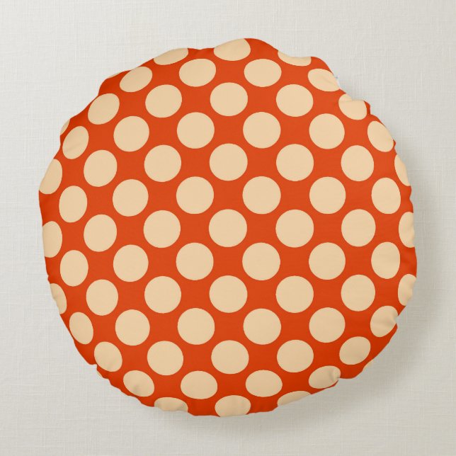 Coussins Ronds Grands points rétro - orange pâle et mandarine (Dos)