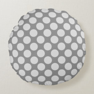 Coussins Ronds Grands points rétro - tons gris / gris