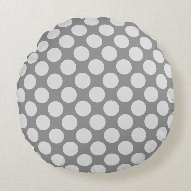 Coussins Ronds Grands points rétro - tons gris / gris (Devant)