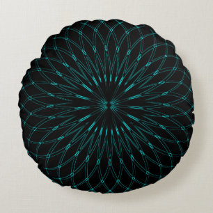 Coussins Ronds Graphique géométrique bleu abstrait noir