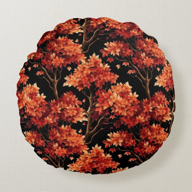 Coussins Ronds Graphique Motif sans couture Red Fall Maple Tree (Devant)