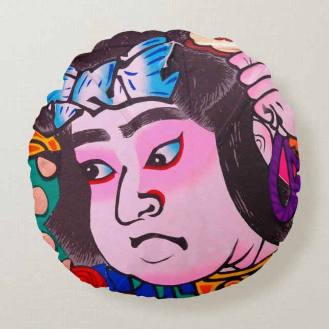 Coussins Ronds Graphique sur Kiteart traditionnel japonais, cerf- (Devant)