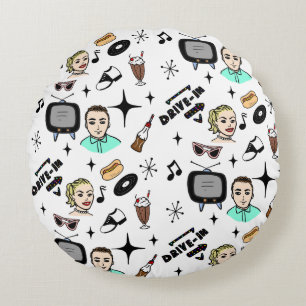 Coussins Ronds Graphiques nostalgiques rétro des années 1950