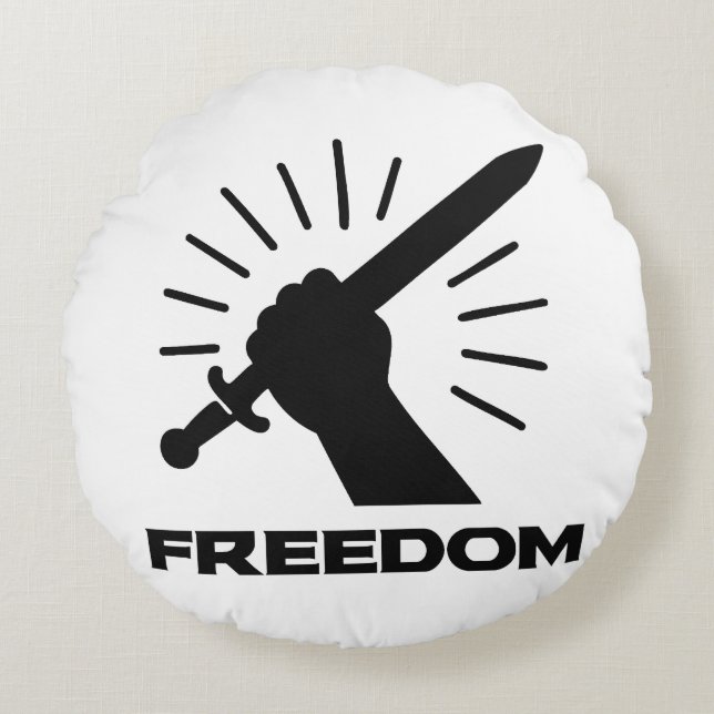 Coussins Ronds graphisme d'épée de liberté (Devant)