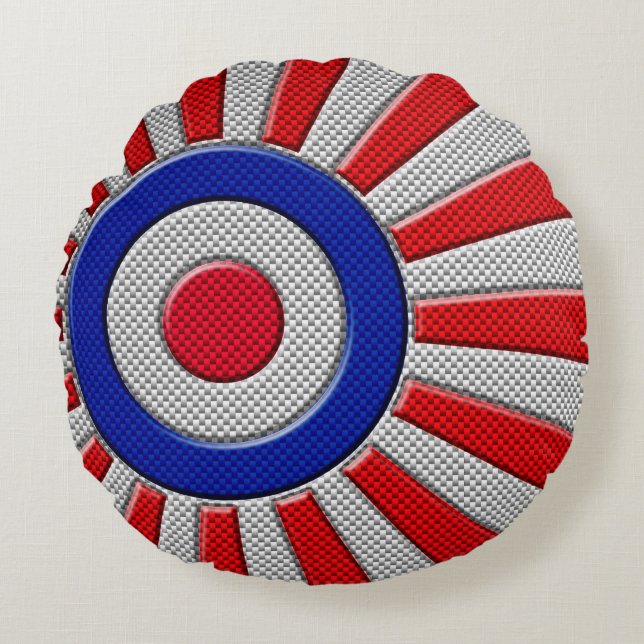 Coussins Ronds Gras Roundel Sunburst Design en fibre de carbone (Devant)