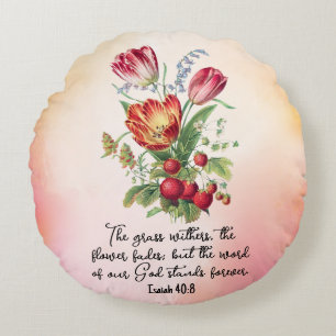 Coussins Ronds Grass rainures Fleur Fades Parole De Dieu Bible Ve