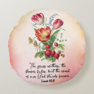 Coussins Ronds Grass rainures Fleur Fades Parole De Dieu Bible Ve