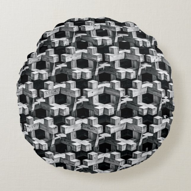 Coussins Ronds Gray and black cross (Devant)