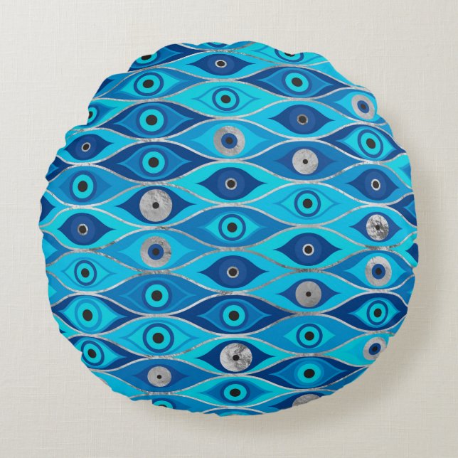 Coussins Ronds Grèce Mati Mataki - Motif des yeux malveillants de (Devant)