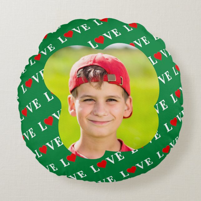 Coussins Ronds Green LOVE Heart Retro Élégant (Devant)