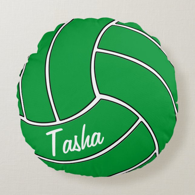 Coussins Ronds Green Volleball Team Custom Player Nom du joueur S (Devant)
