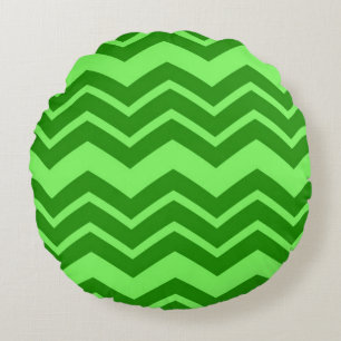 Coussins Ronds Green Zig Zag Chevron Design Motif
