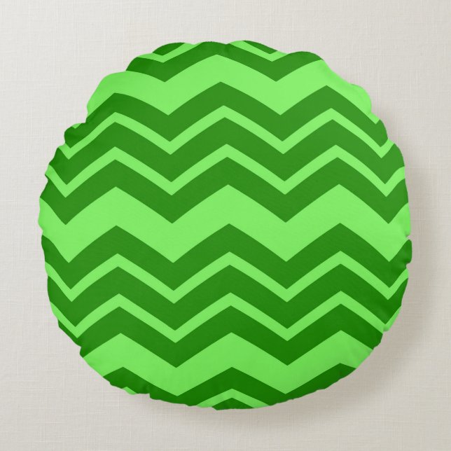 Coussins Ronds Green Zig Zag Chevron Design Motif (Devant)