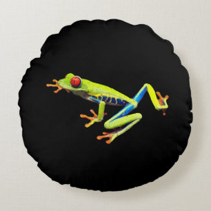 Coussins Ronds Grenouille à feuilles rouges