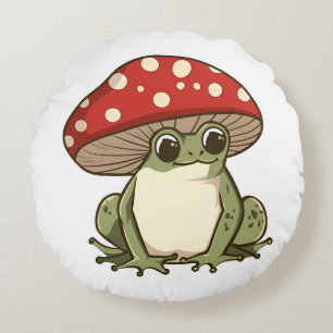 Coussins Ronds Grenouille aux champignons mignons