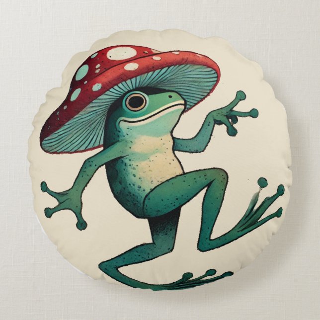 Coussins Ronds Grenouille des champignons (Devant)
