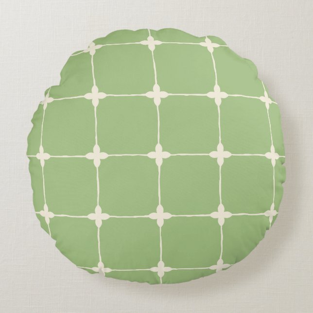 Coussins Ronds Grille naturelle Vert (Devant)