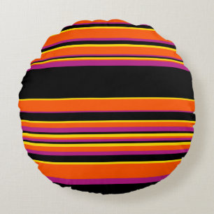 Coussins Ronds Grilles complexes - Noir, Rose, Orange et Jaune