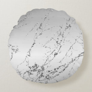 Coussins Ronds Gris Argent Pailleté Faux Glitter