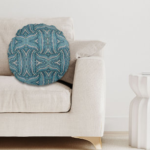 Coussins Ronds gris argenté turquoise turquoise bleu bohème