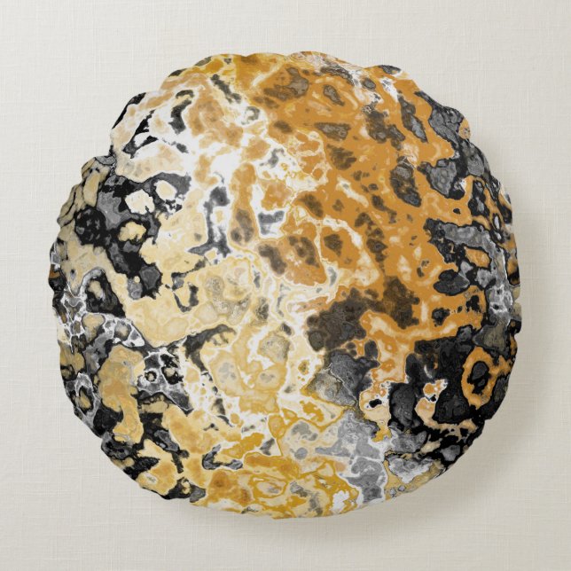 Coussins Ronds Gris et jaune abstrait (Devant)