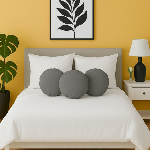 Coussins Ronds Gris Ferme Couleur Uni Simple Minimaliste Plain
