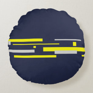 Coussins Ronds Gris Jaune Blocs Art Abstrait