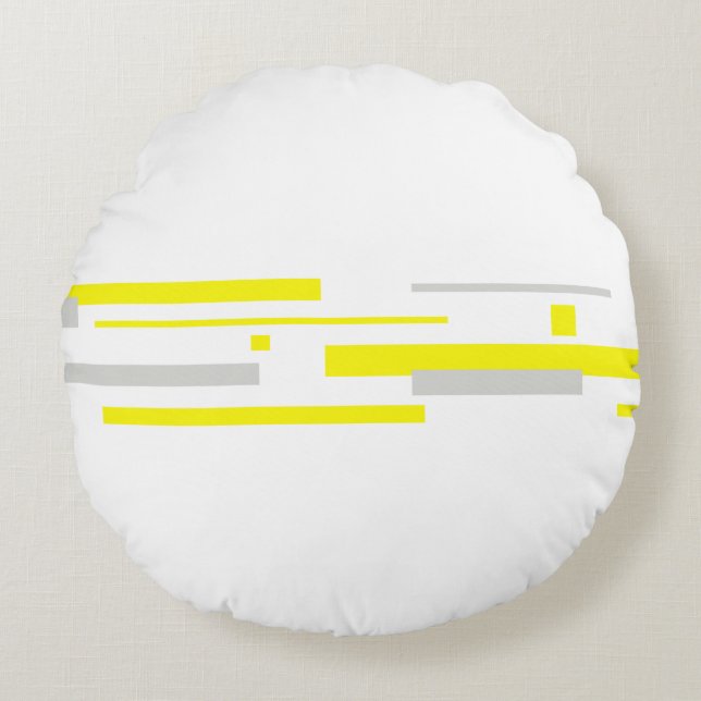 Coussins Ronds Gris Jaune Blocs Art Abstrait (Devant)