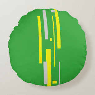Coussins Ronds Gris Jaune Blocs Art Abstrait