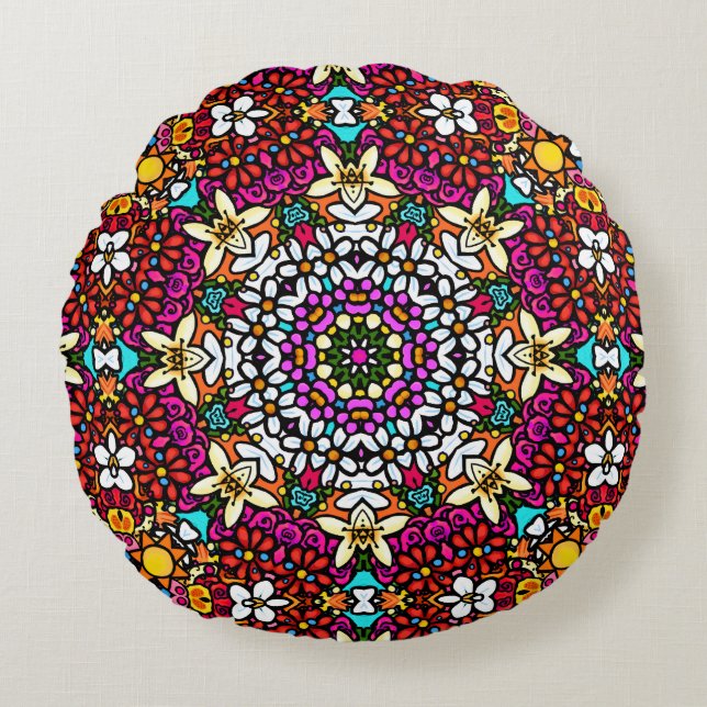 Coussins Ronds Groovy Heavenly Flower Power (Devant)